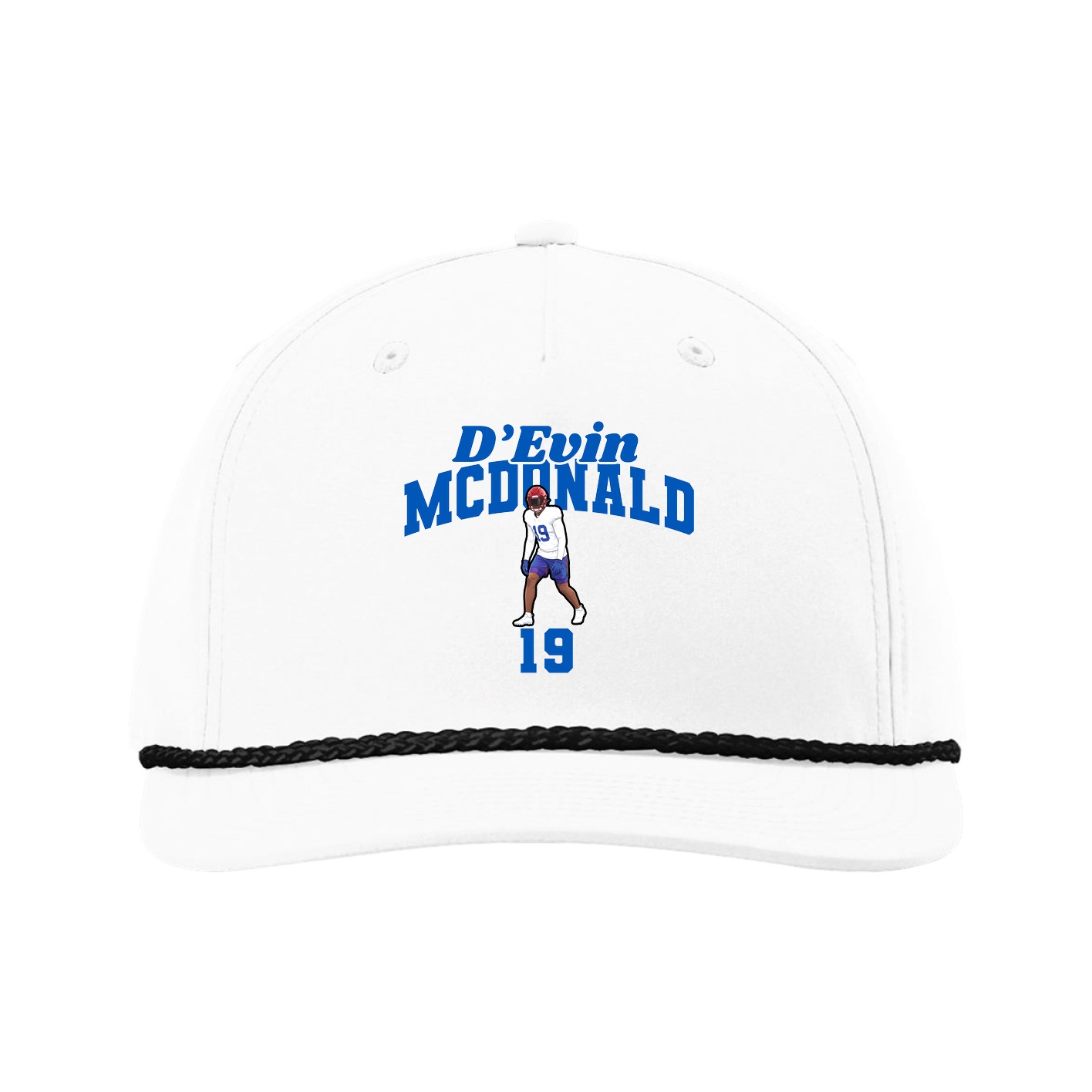 Five-Panel Classic Rope Cap — Signature Arch in White