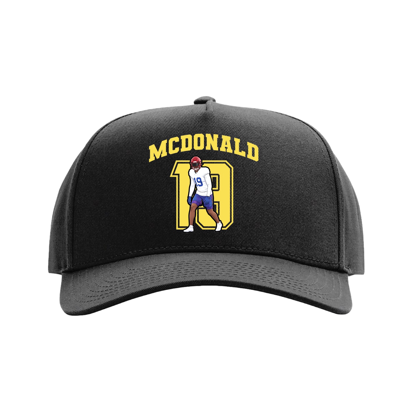 Full Fabric Five-Panel Champ Cap — Number in Black
