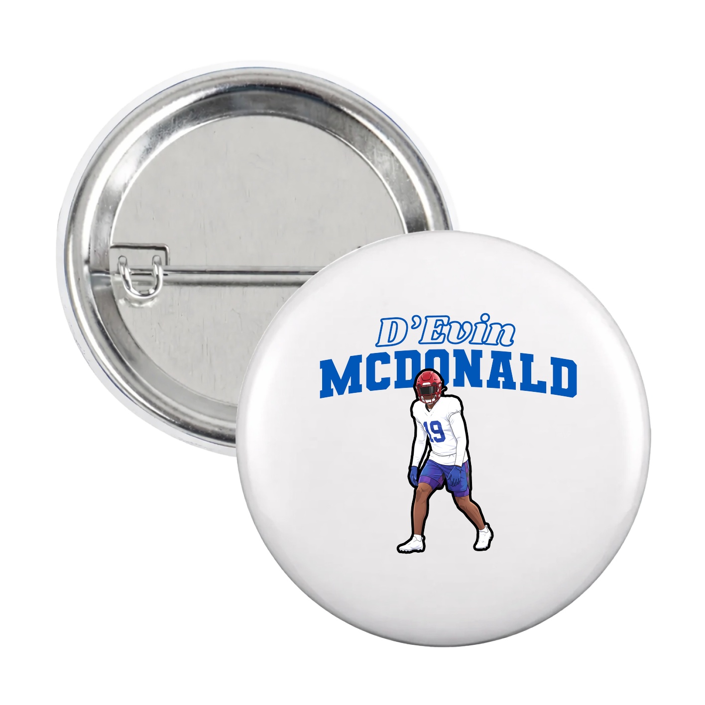 Game Day Button — Name Arch in White