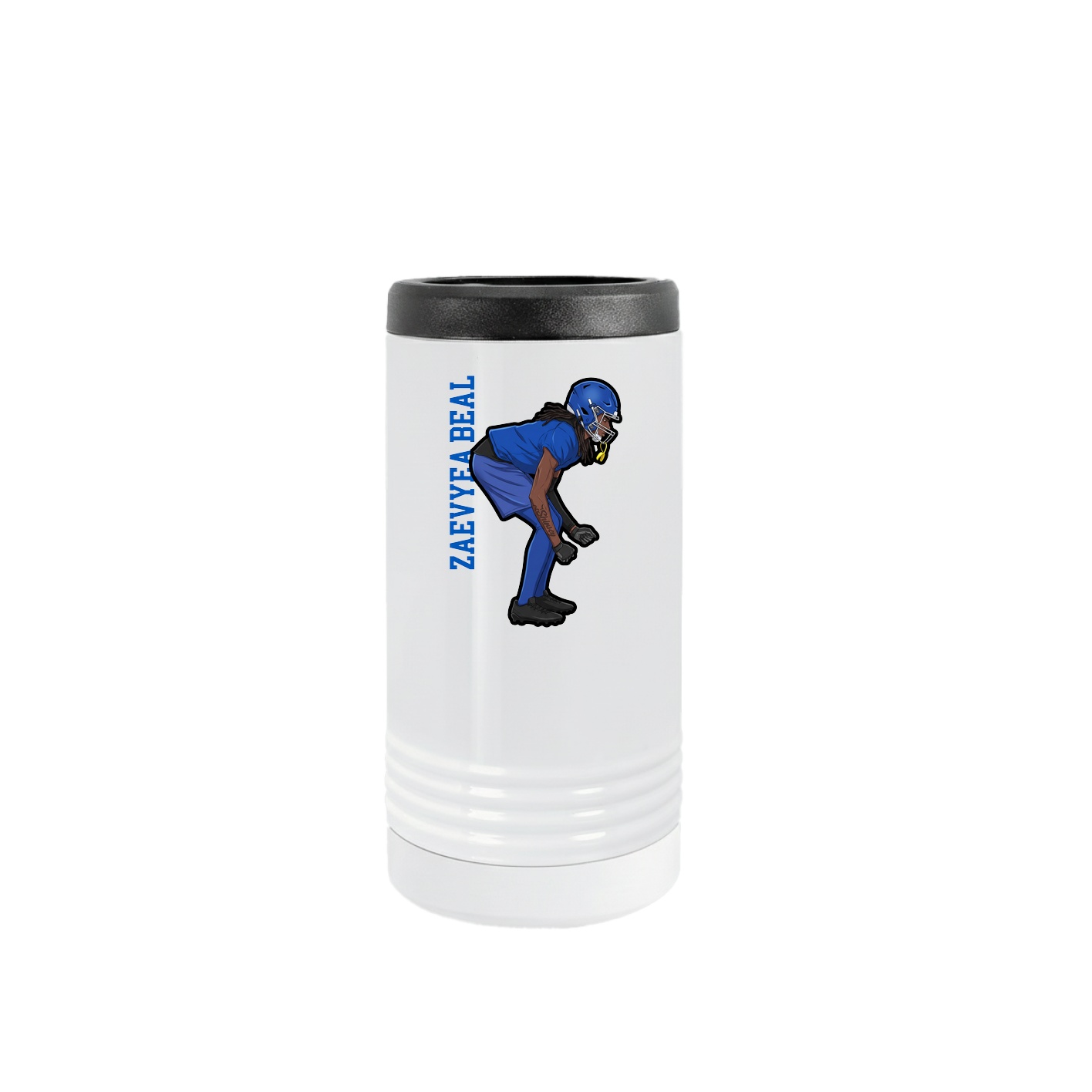 Slim Beverage Holder — Name Vertical in White