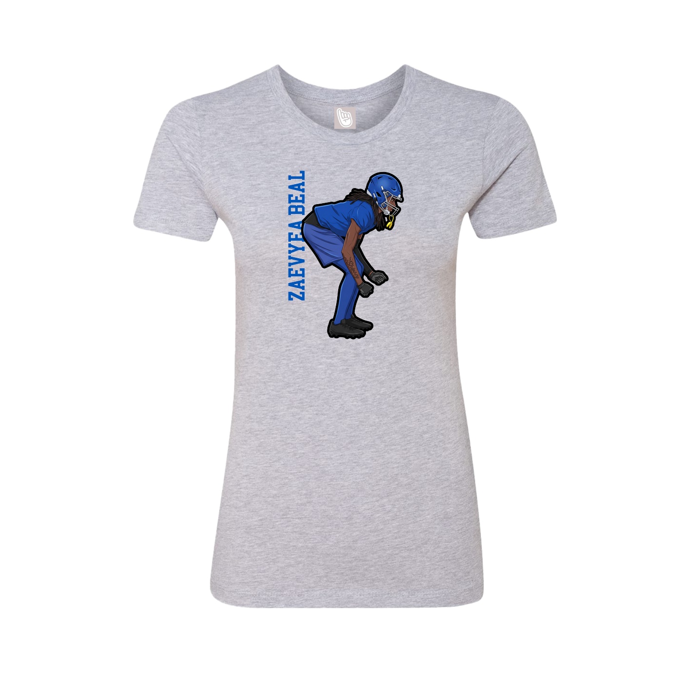 Fitted Women's Tee — Name Vertical in Grey