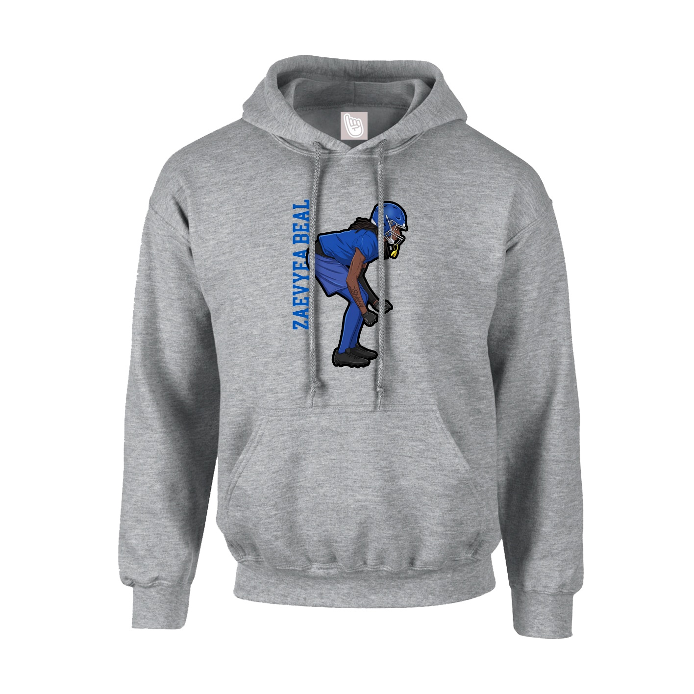Hoodie — Name Vertical in Grey