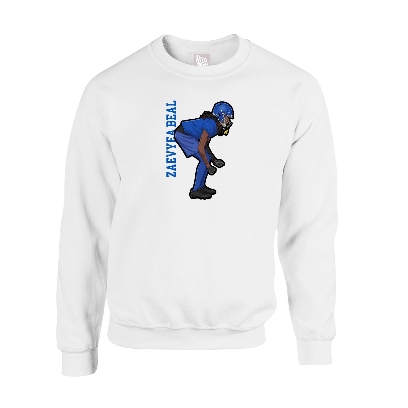 Fleece Crew — Name Vertical in White