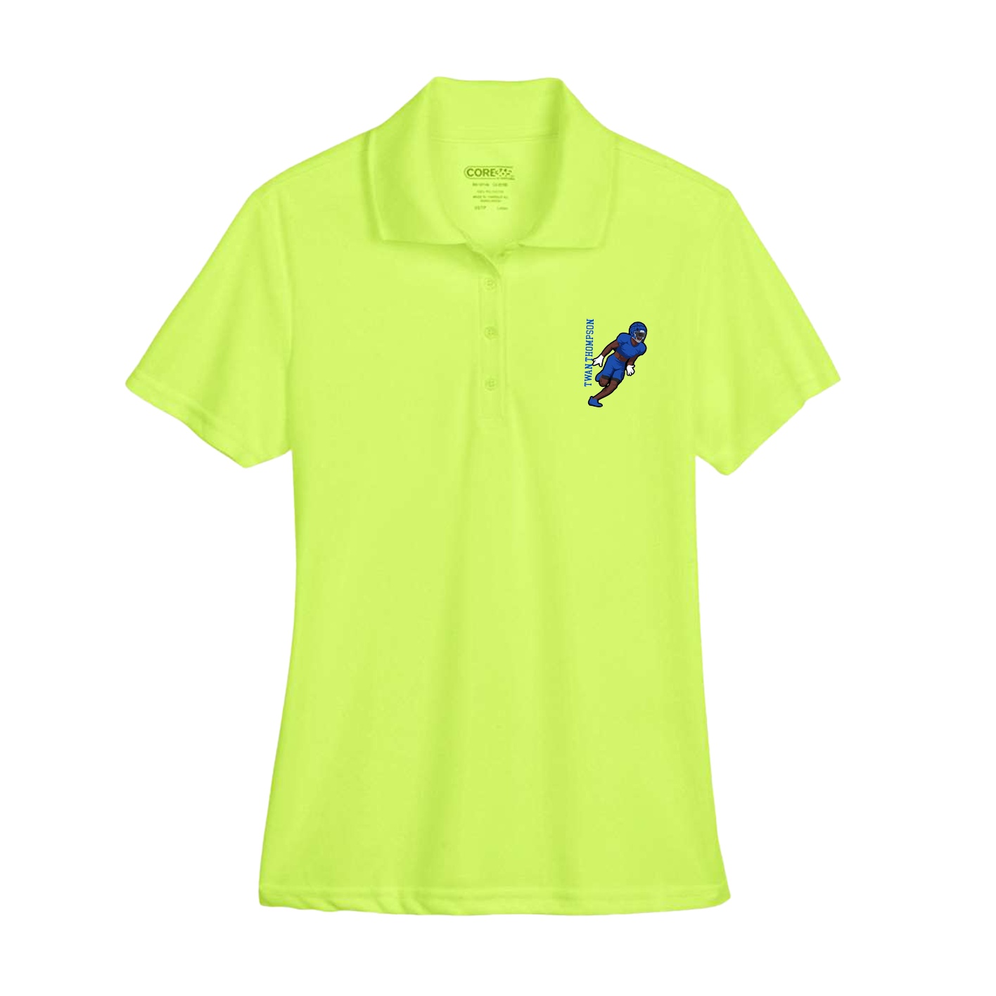 Womens Performance Polo — Name Vertical in Yellow