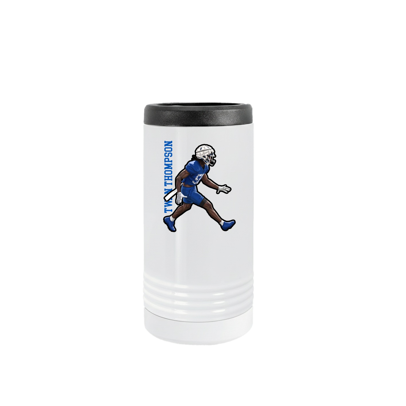 Slim Beverage Holder — Name Vertical in White
