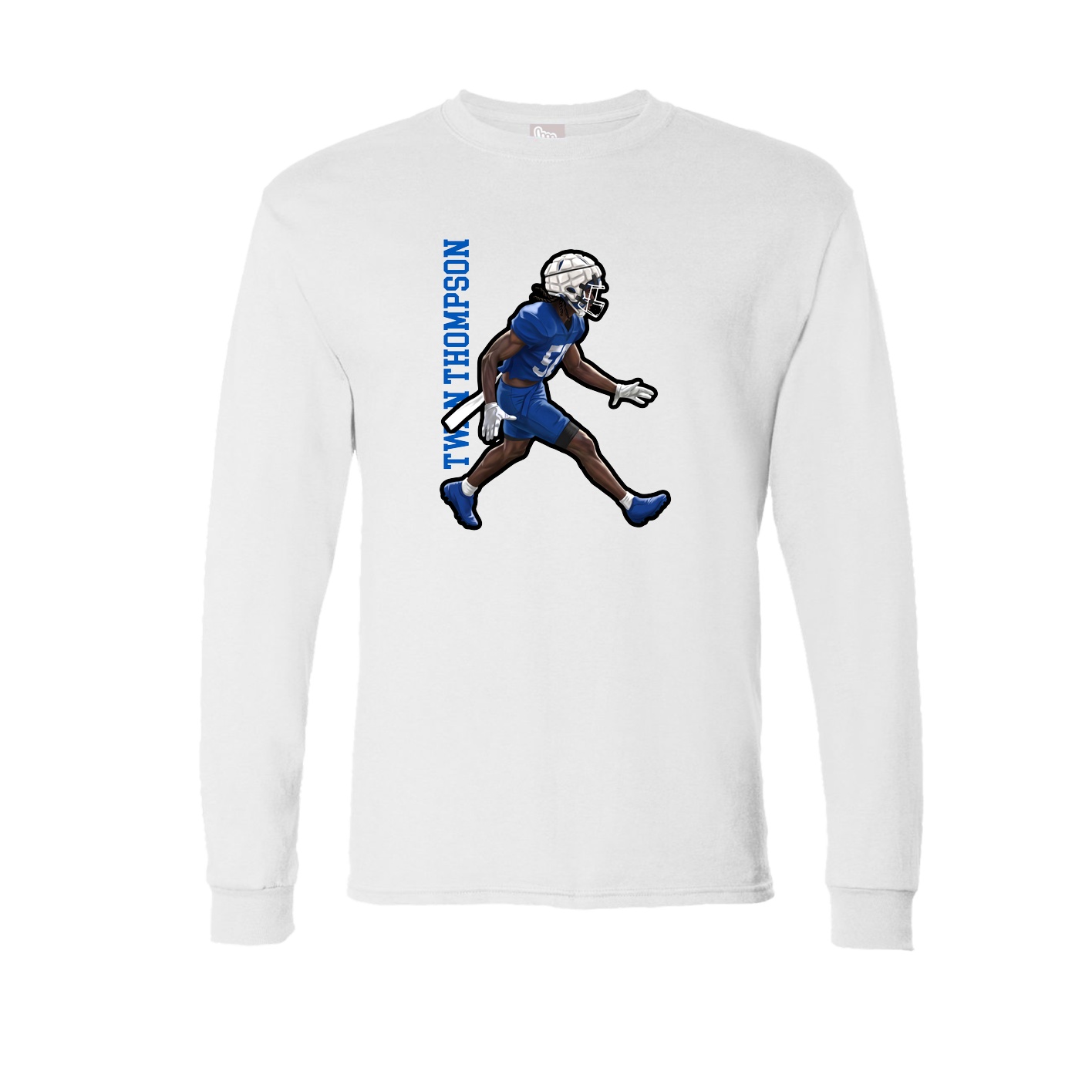 Long Sleeve Tee — Name Vertical in White