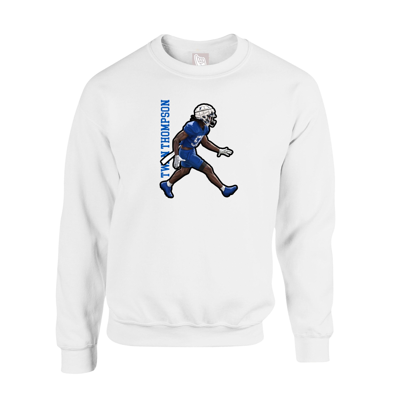 Fleece Crew — Name Vertical in White