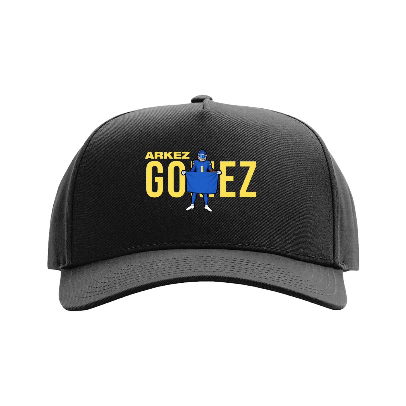 Full Fabric Five-Panel Champ Cap — Player Name in Black