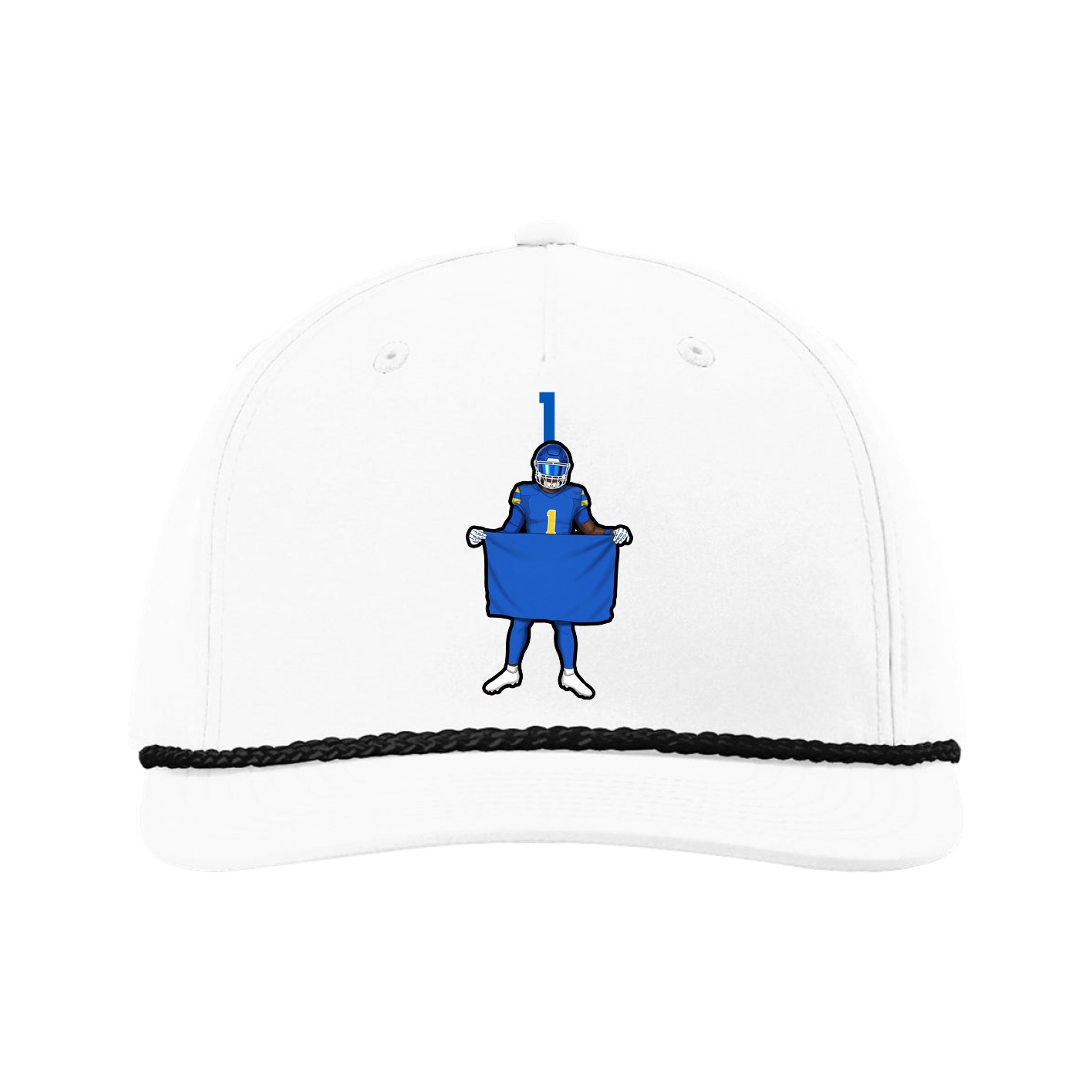Five-Panel Classic Rope Cap — Number Top in White