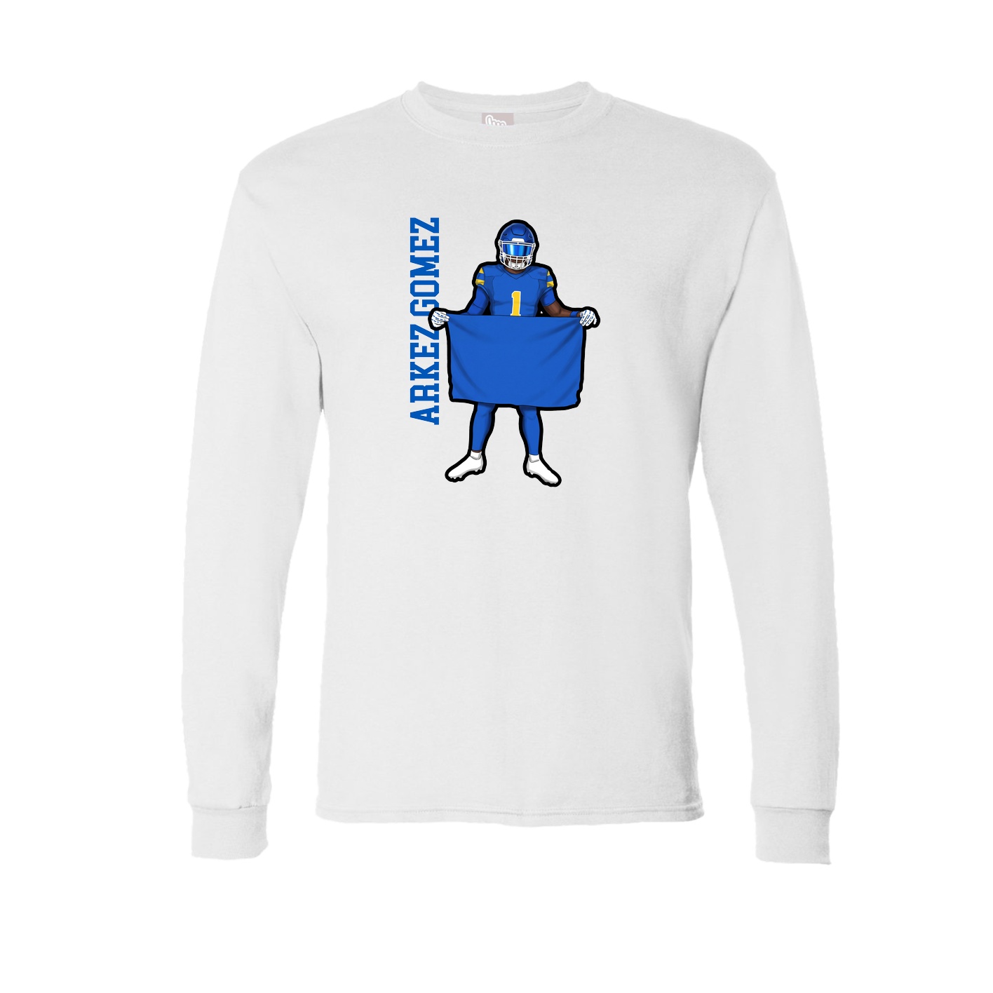 Long Sleeve Tee — Name Vertical in White