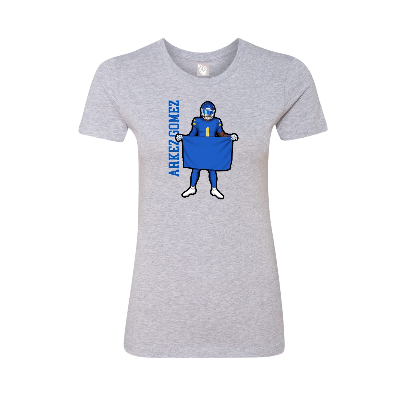 Fitted Women's Tee — Name Vertical in Grey