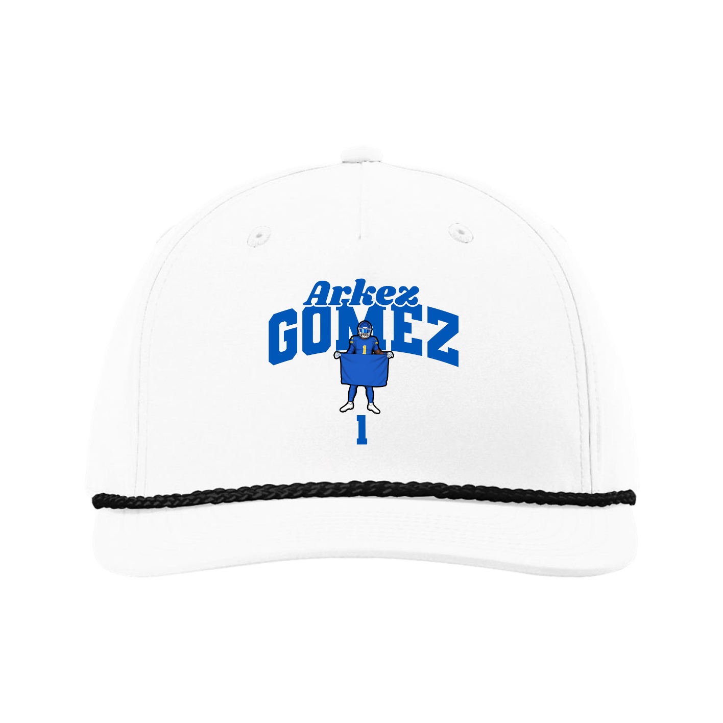 Five-Panel Classic Rope Cap — Signature Arch in White
