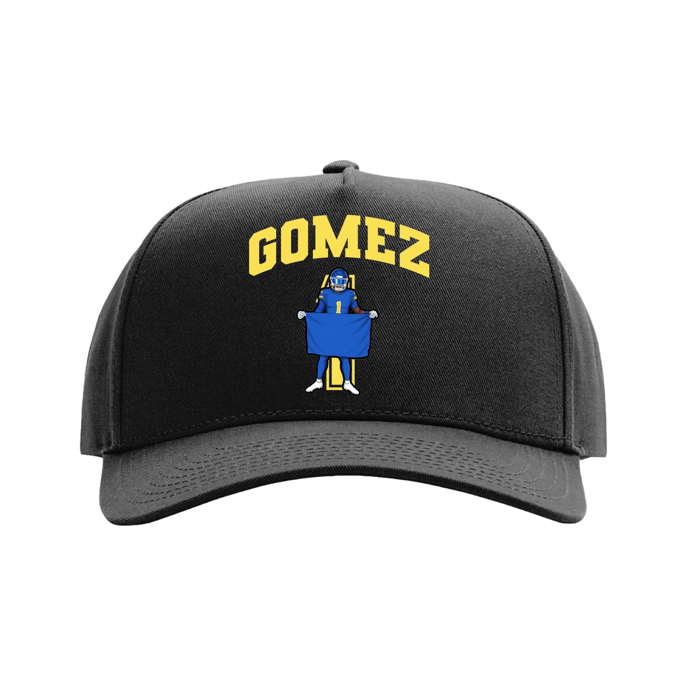 Full Fabric Five-Panel Champ Cap — Number in Black