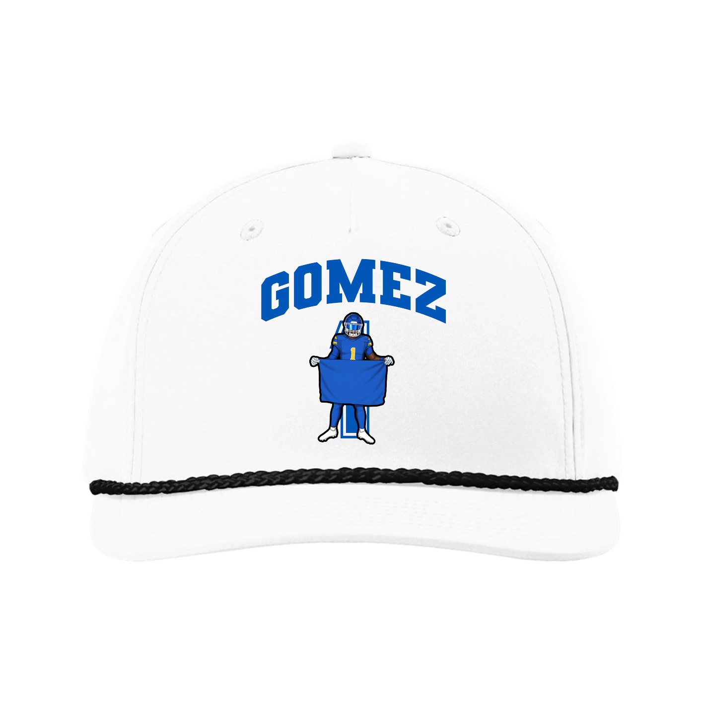 Five-Panel Classic Rope Cap — Number in White
