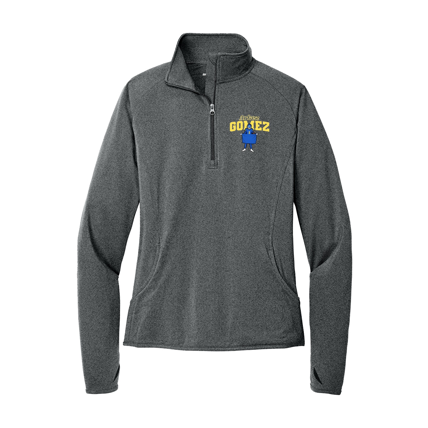Women's Q-Zip Pullover — Name Arch in Grey