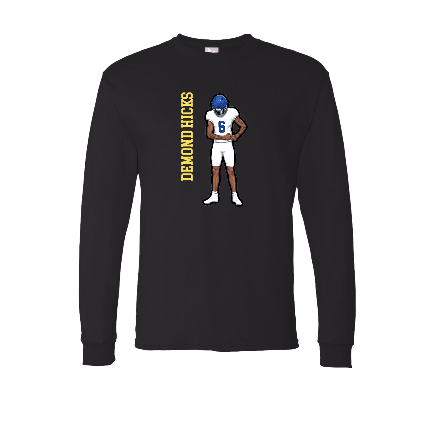 Long Sleeve Tee — Name Vertical in Black