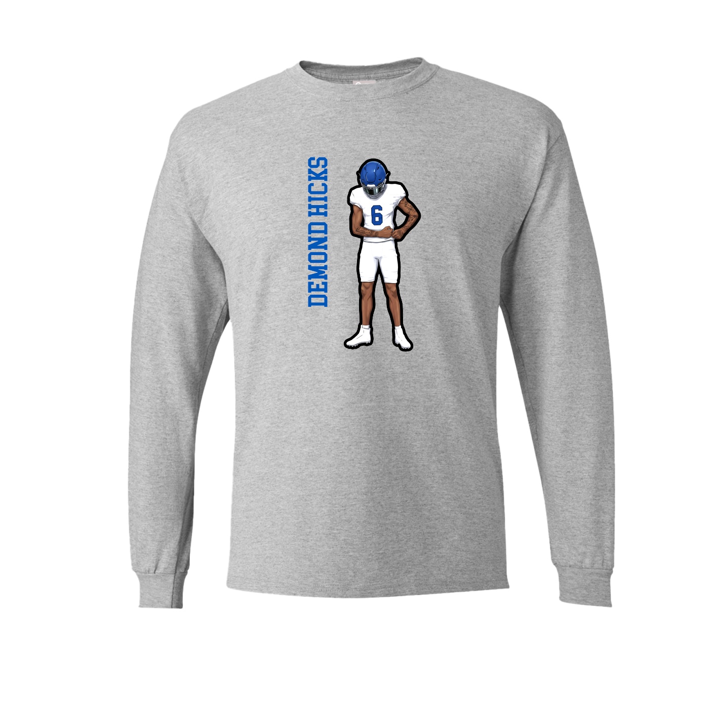 Long Sleeve Tee — Name Vertical in Grey