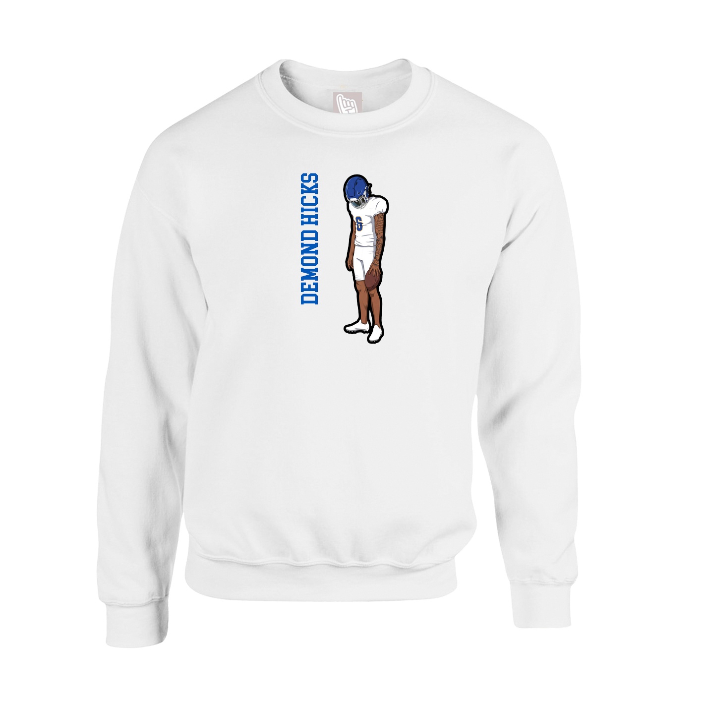 Fleece Crew — Name Vertical in White