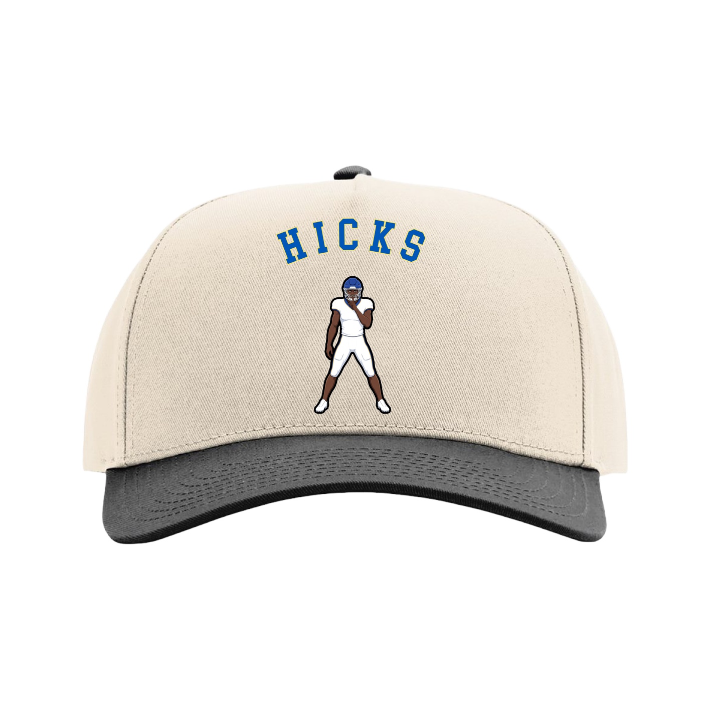 Full Fabric Five-Panel Champ Cap — Shirsey Arch in Cream/Black