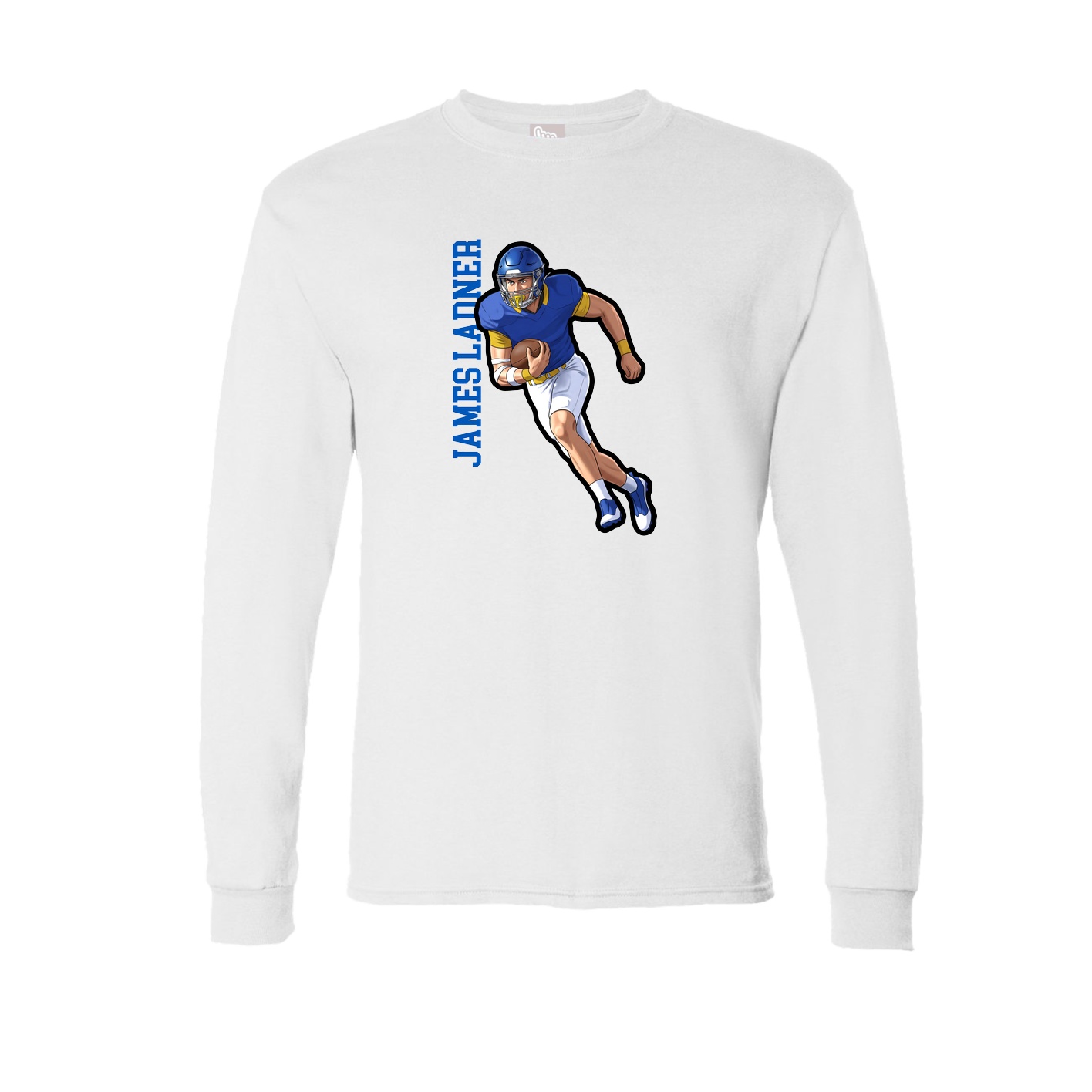 Long Sleeve Tee — Name Vertical in White