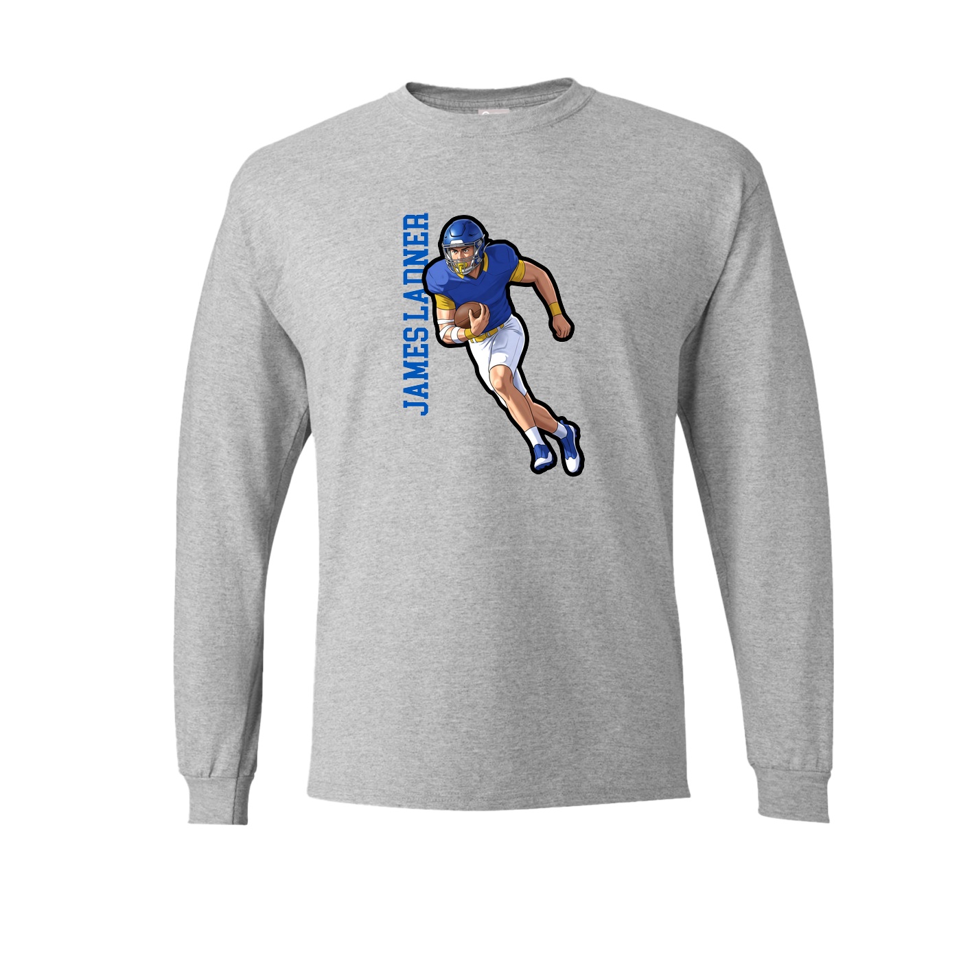 Long Sleeve Tee — Name Vertical in Grey