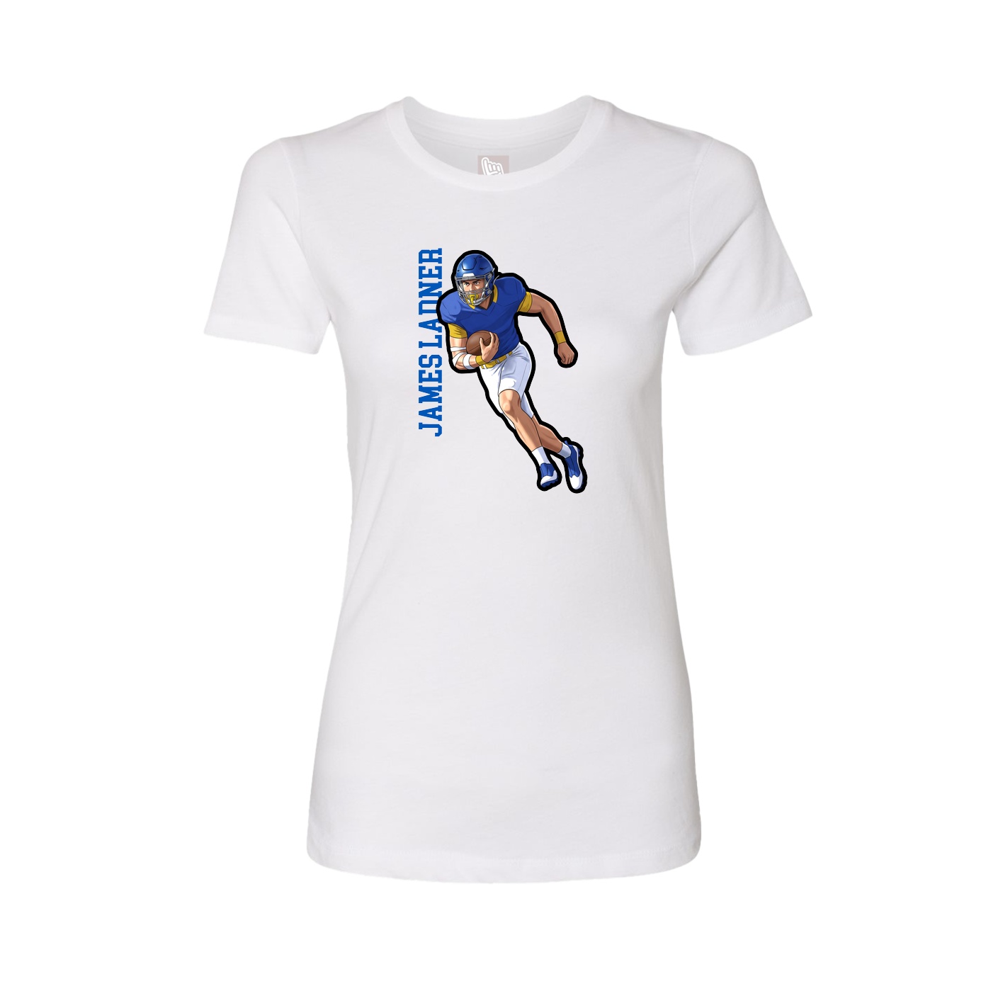 Womens Tee — Name Vertical in White