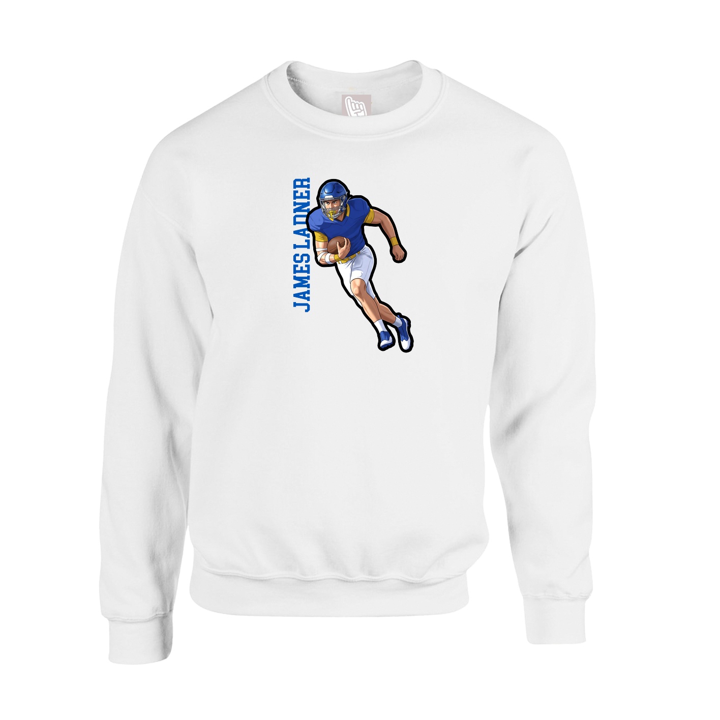 Fleece Crew — Name Vertical in White