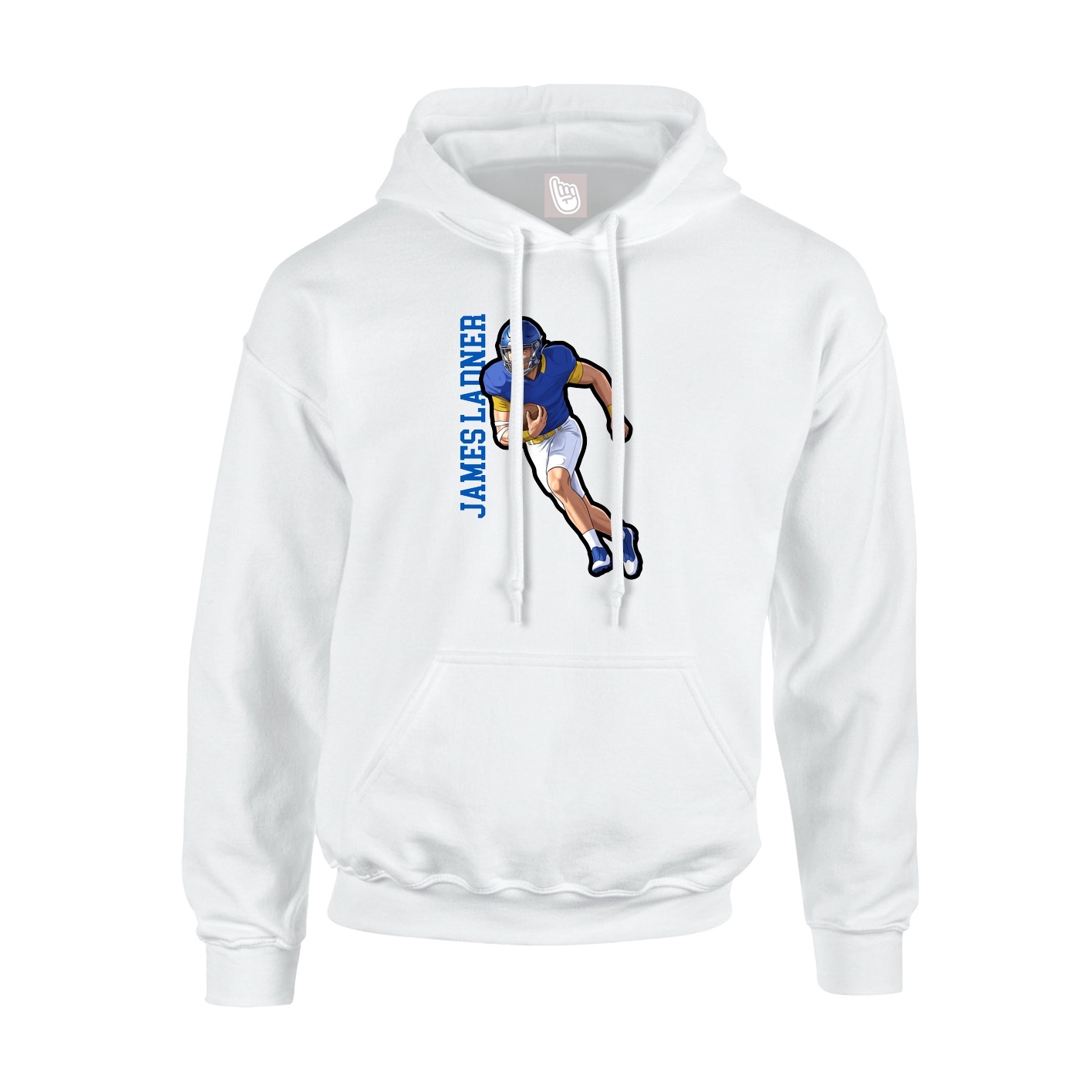 Youth Hoodie — Name Vertical in White