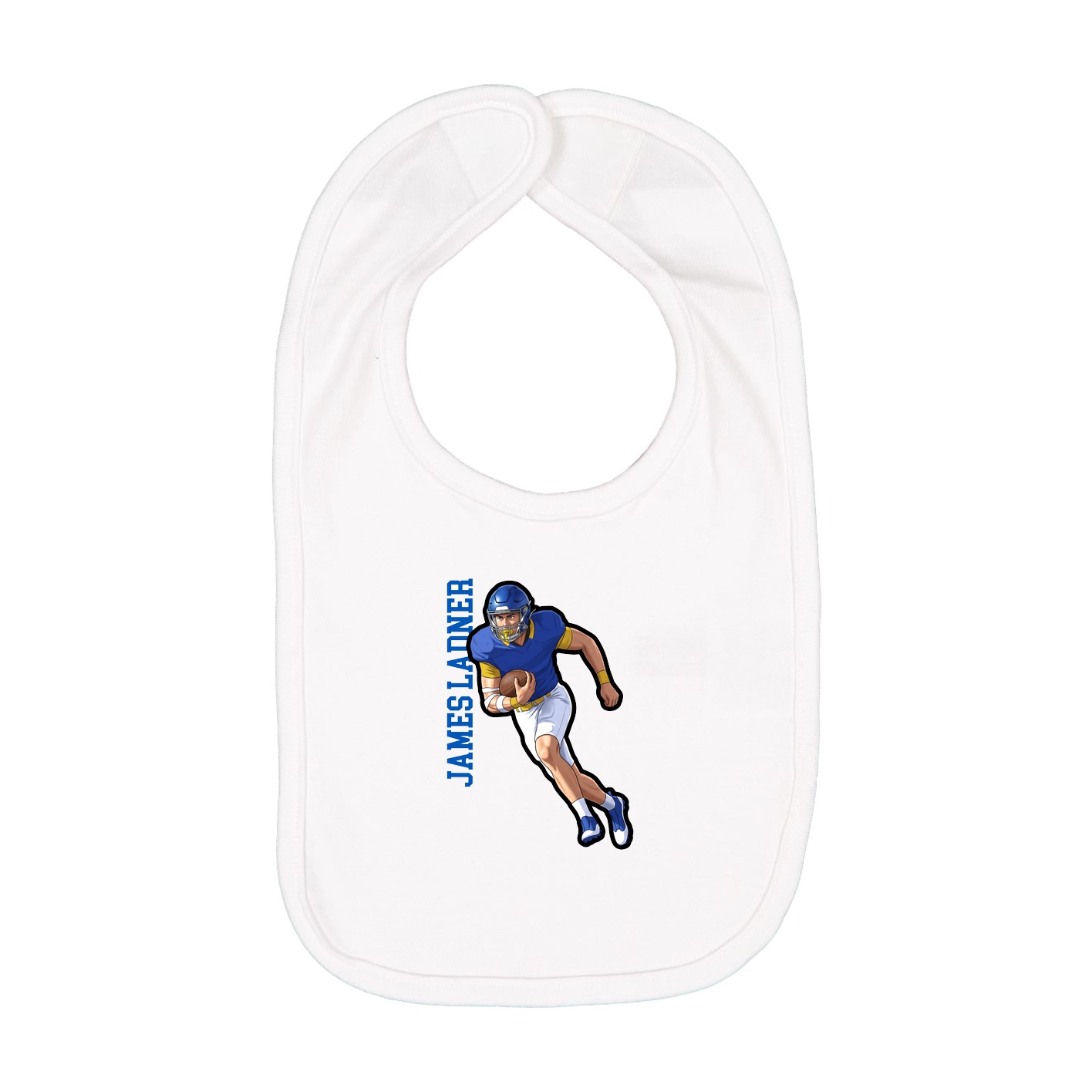Infant Bib — Name Vertical in White