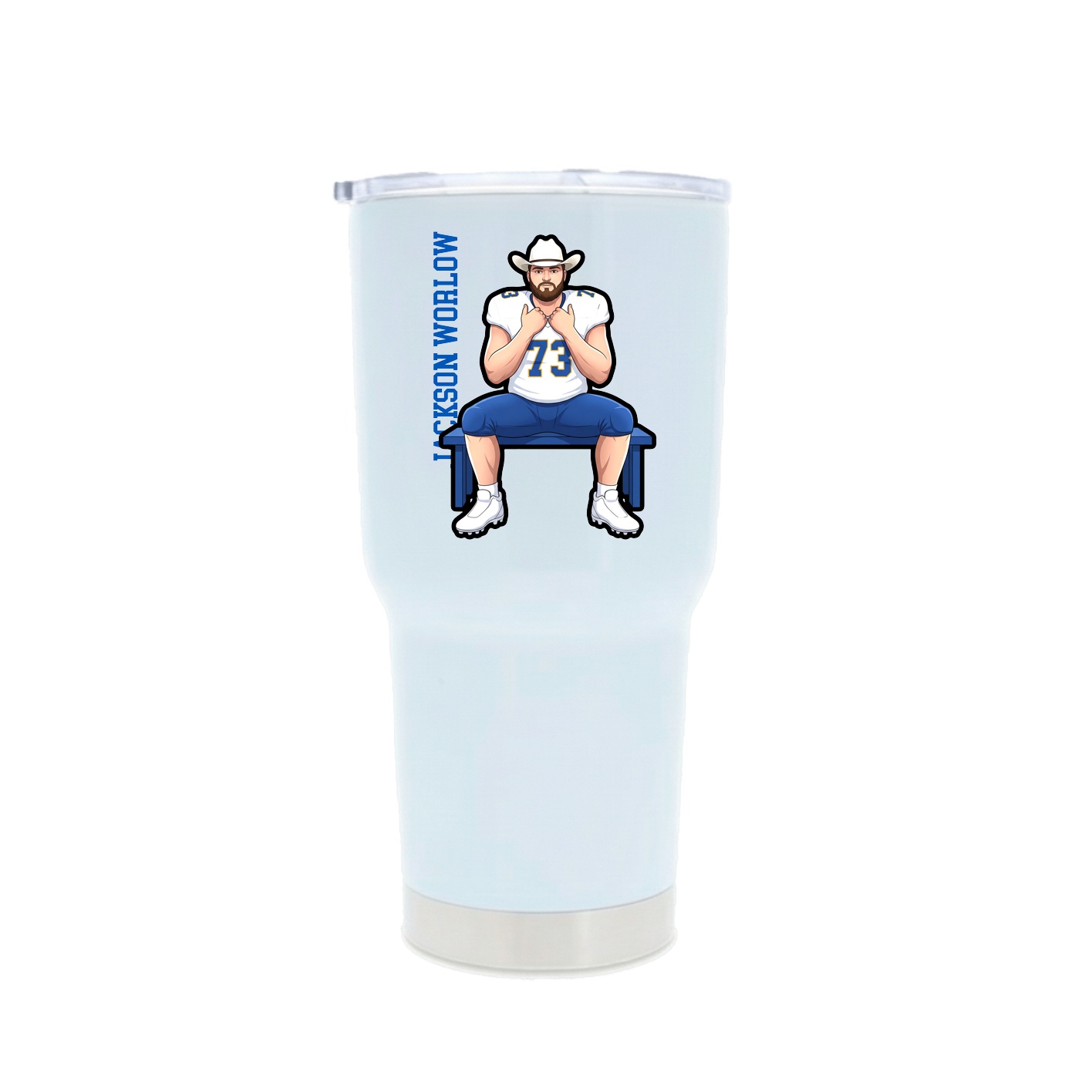 30oz Stainless Steel Tumbler — Name Vertical in White