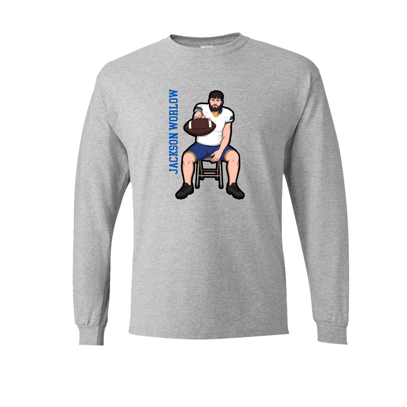 Long Sleeve Tee — Name Vertical in Grey