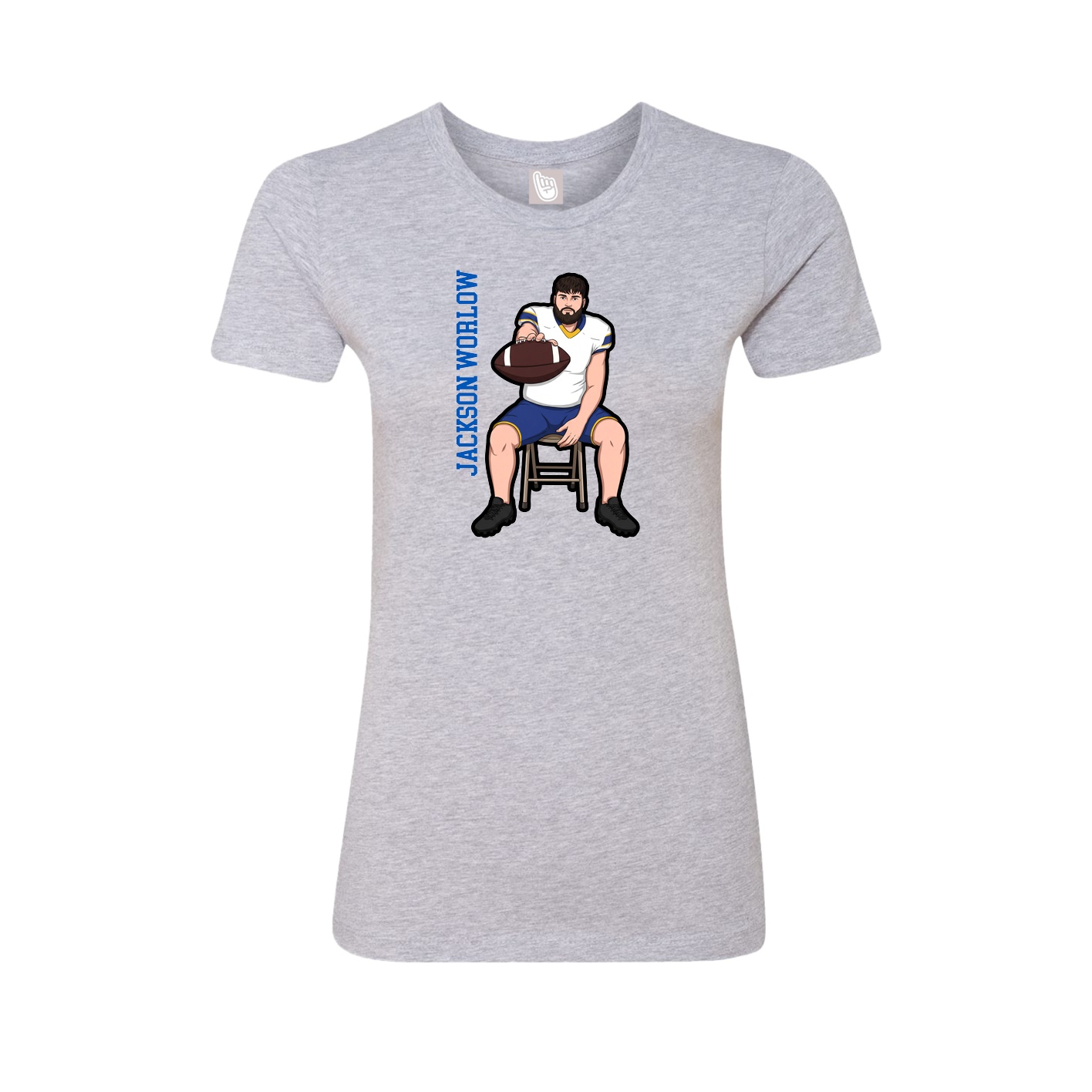 Fitted Women's Tee — Name Vertical in Grey