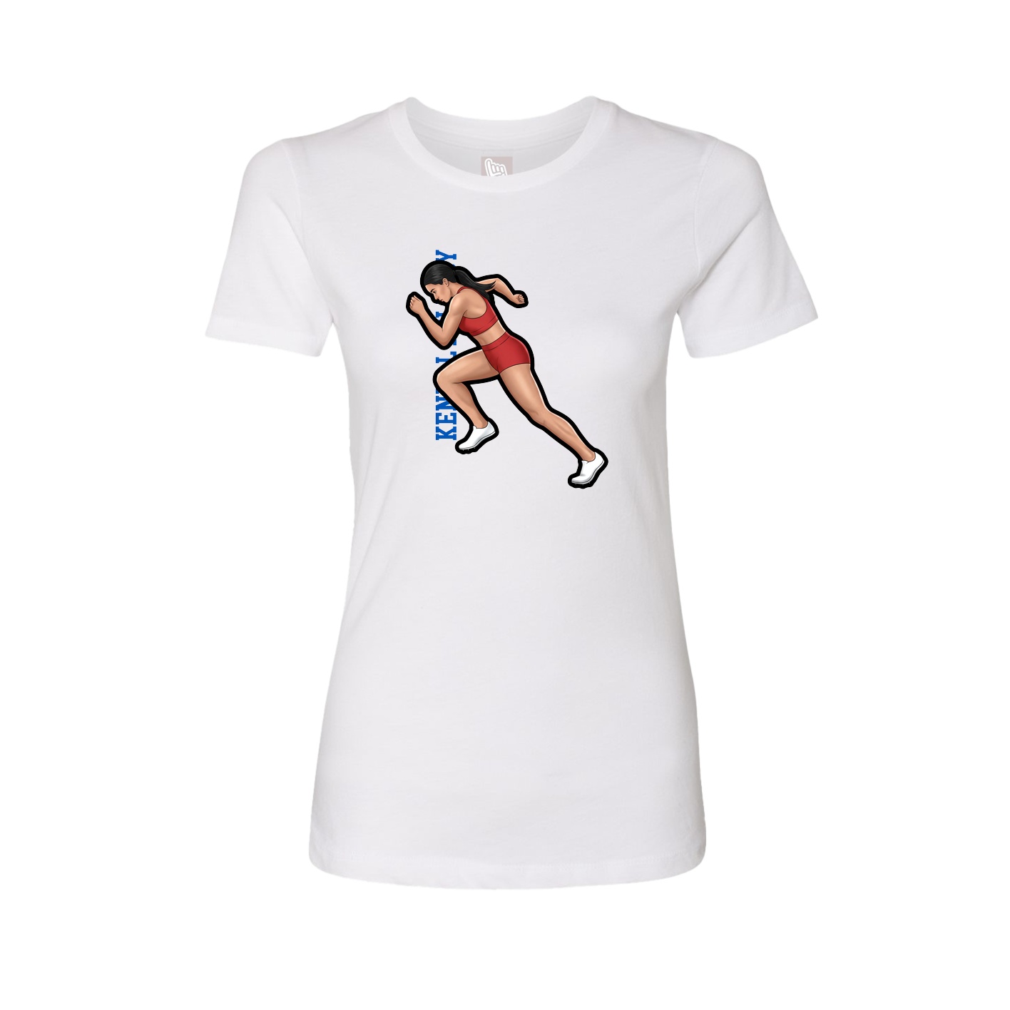 Fitted Women's Tee — Name Vertical in White