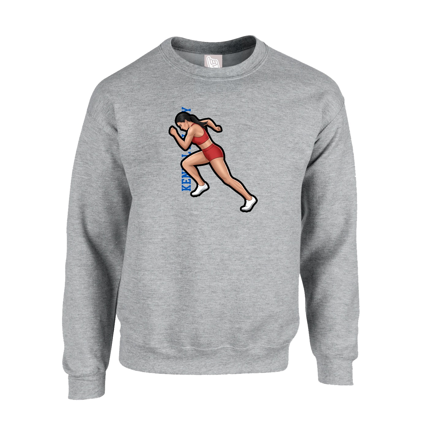 Fleece Crew — Name Vertical in Grey