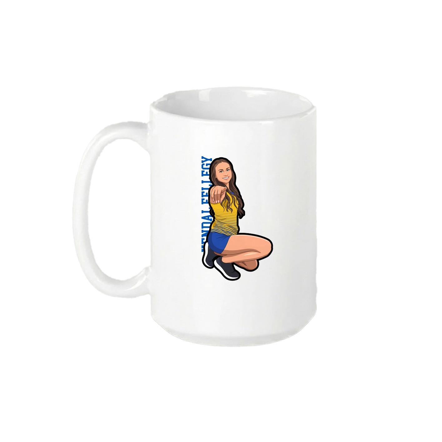 15oz Coffee Mug — Name Vertical in White