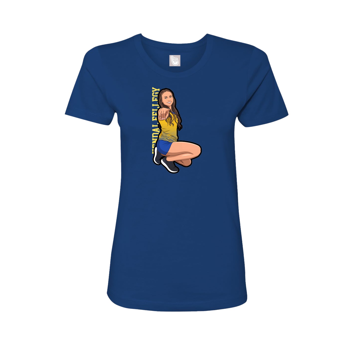 Fitted Women's Tee — Name Vertical in Royal