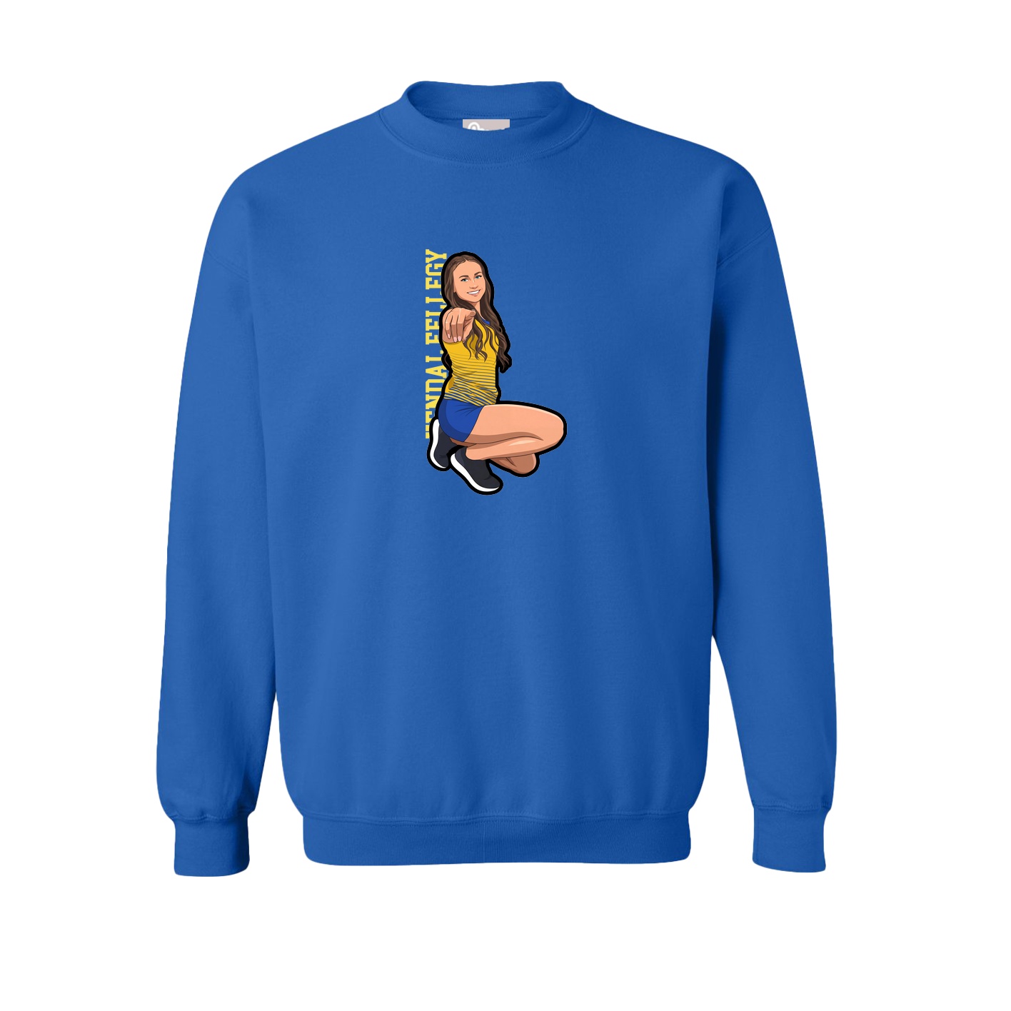 Fleece Crew — Name Vertical in Royal