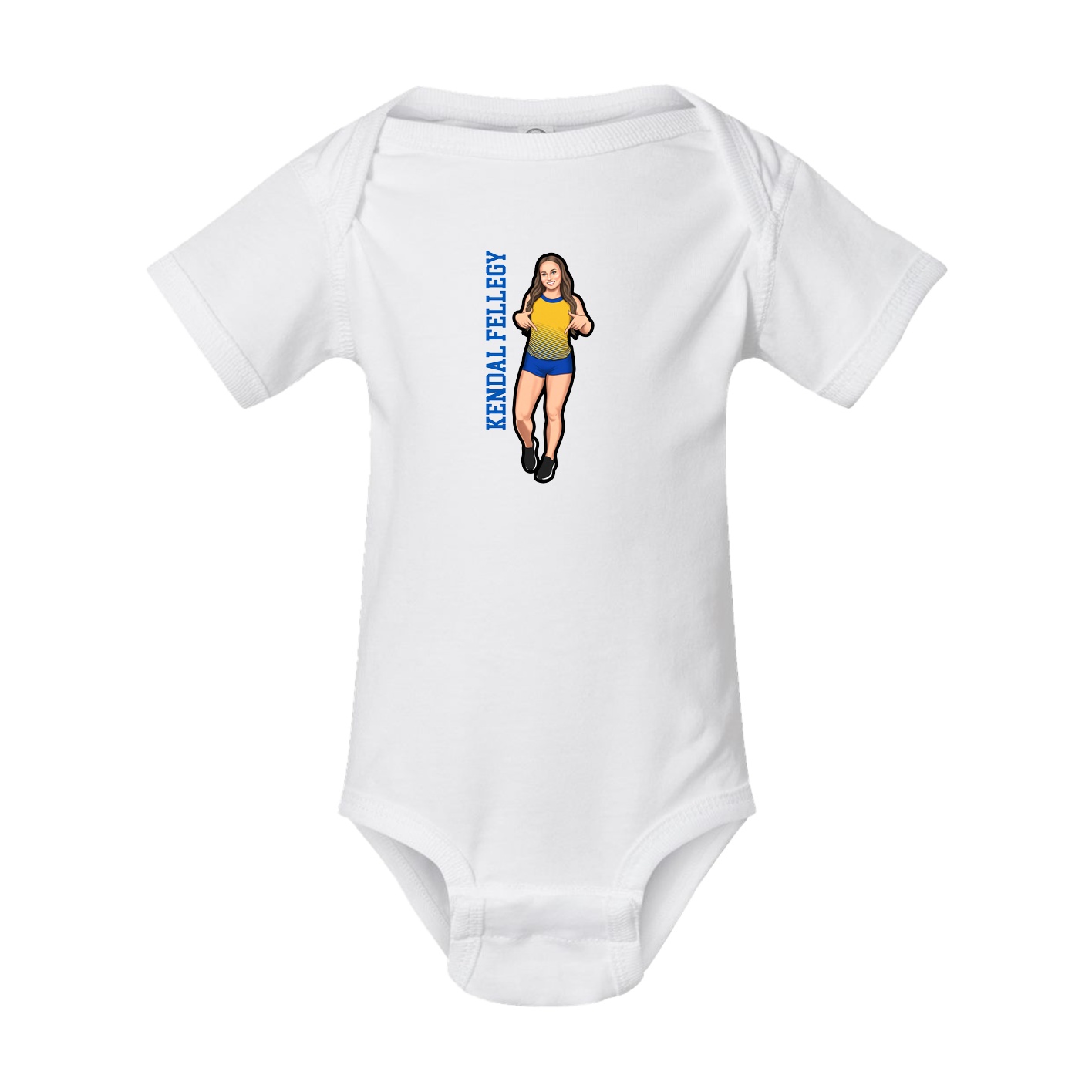 Baby Onesie — Name Vertical in White
