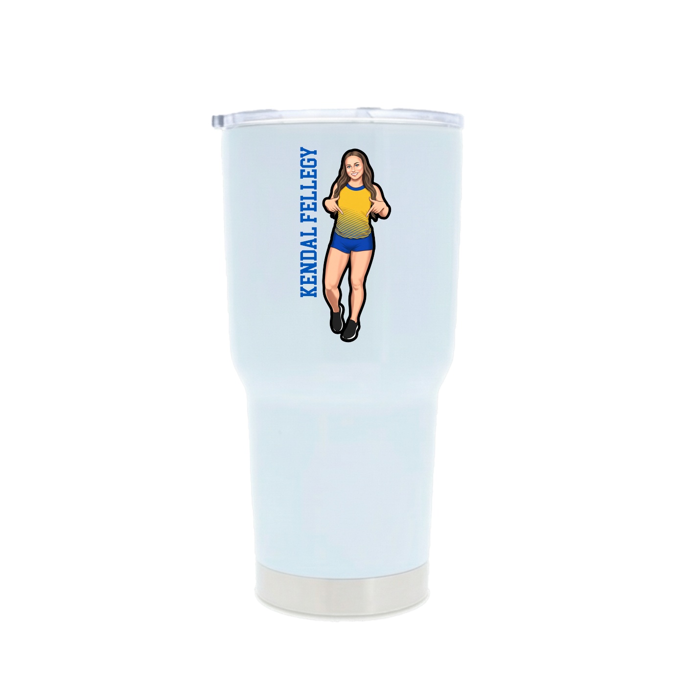 30oz Stainless Steel Tumbler — Name Vertical in White