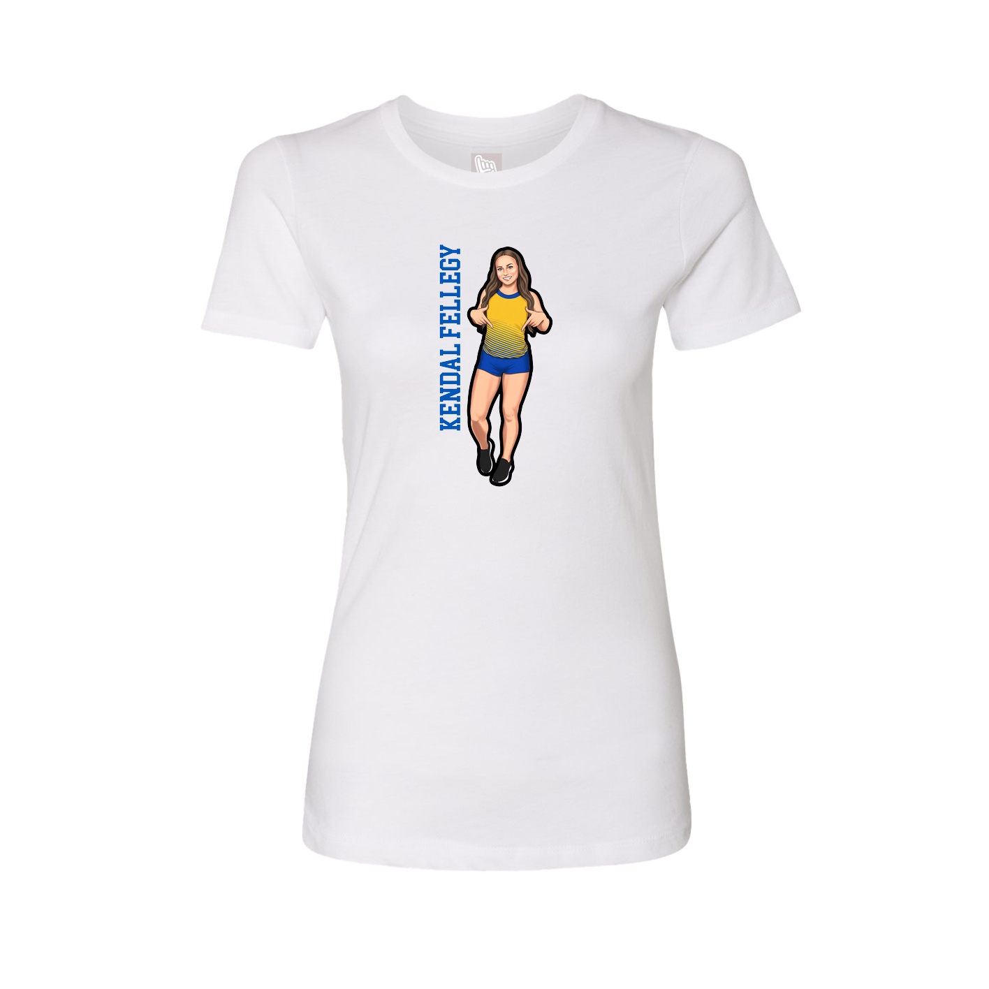Fitted Women's Tee — Name Vertical in White