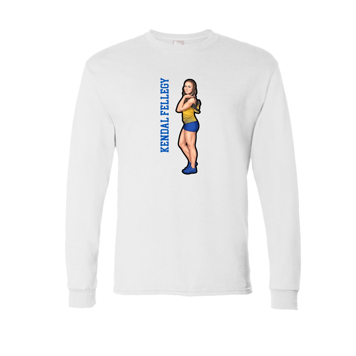 Long Sleeve Tee — Name Vertical in White