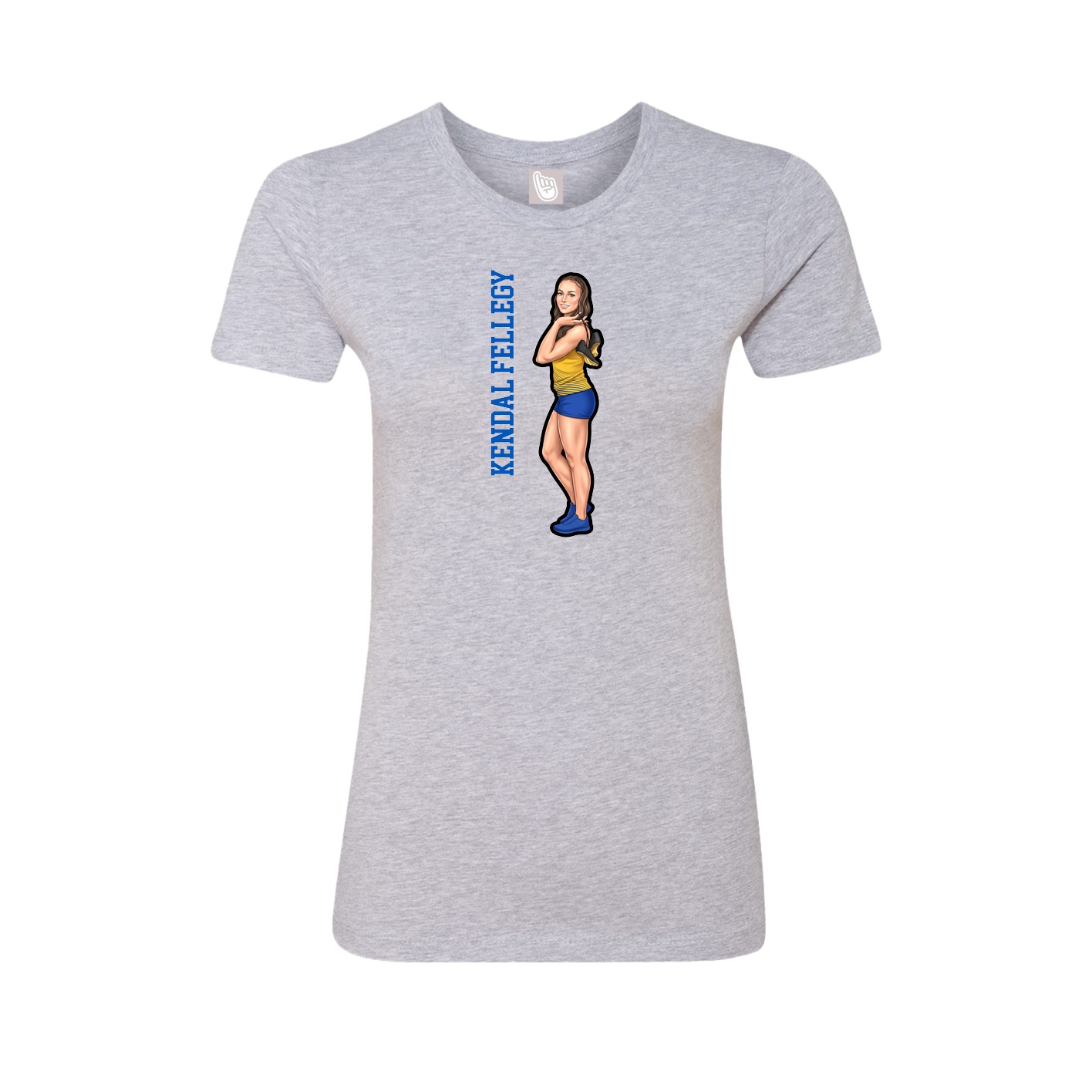 Fitted Women's Tee — Name Vertical in Grey