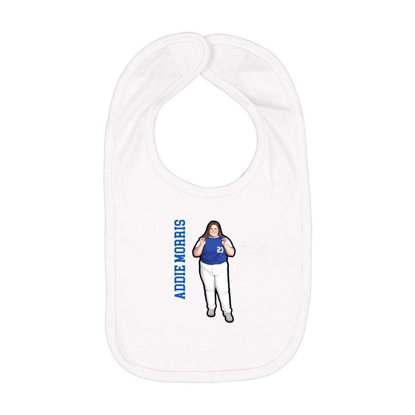 Infant Bib — Name Vertical in White