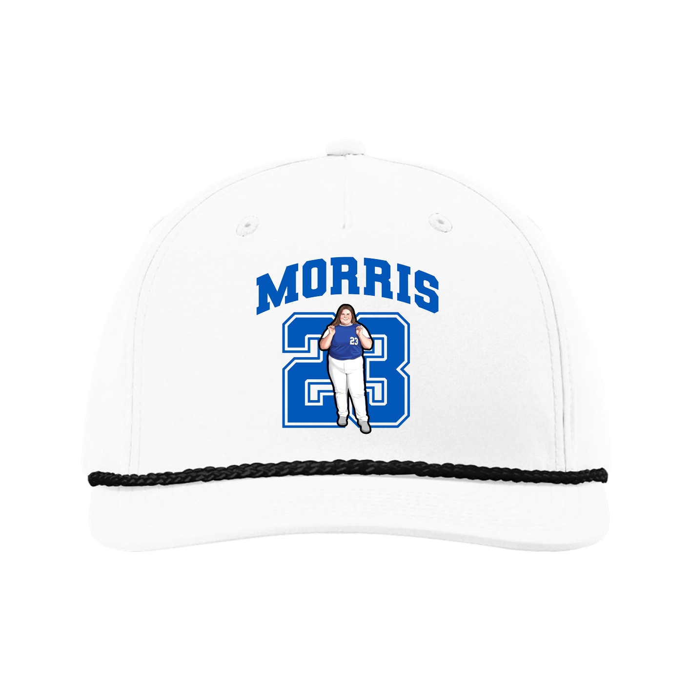 Five-Panel Classic Rope Cap — Number in White