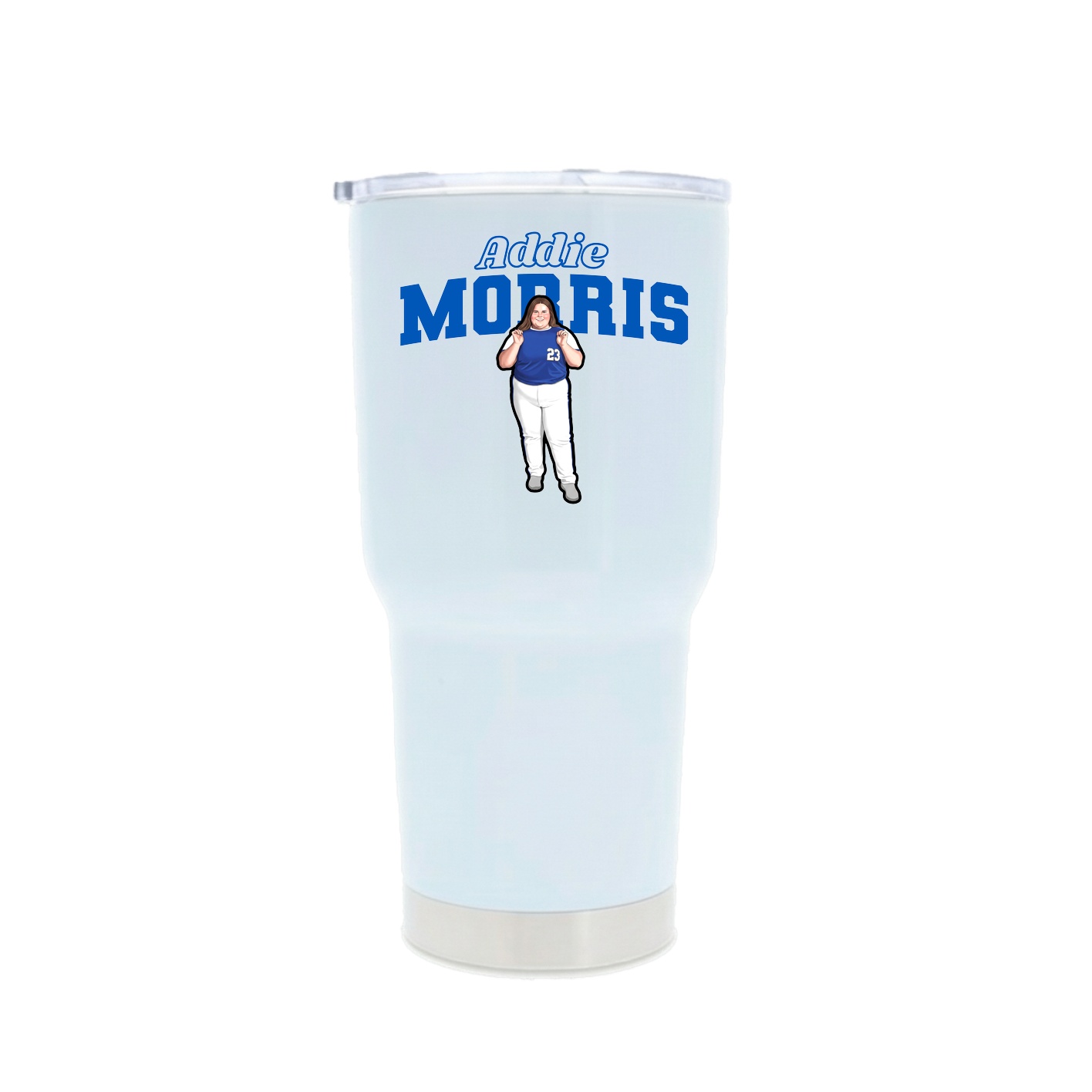 30oz Stainless Steel Tumbler — Name Arch in White