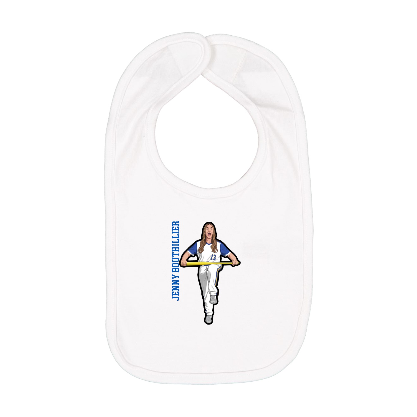 Infant Bib — Name Vertical in White