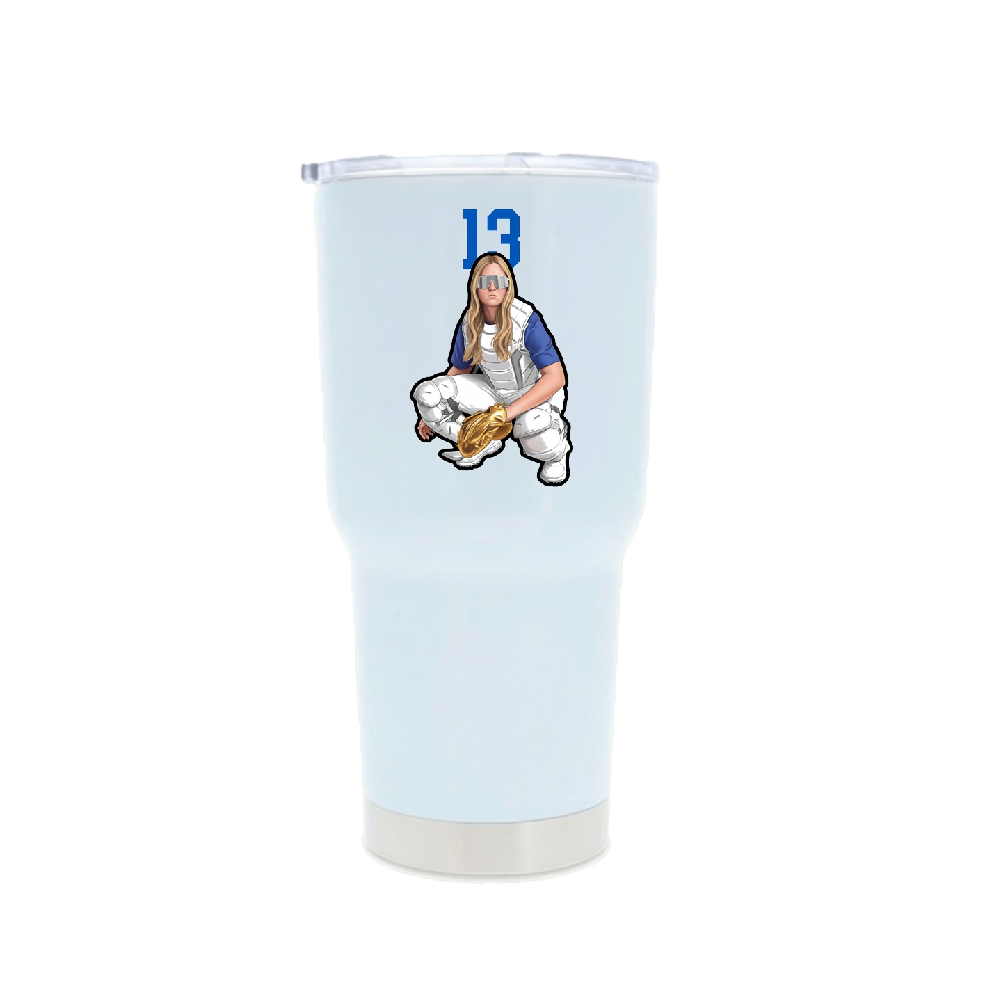 30oz Stainless Steel Tumbler — Number Top in White