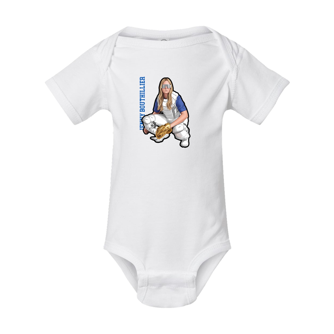 Baby Onesie — Name Vertical in White