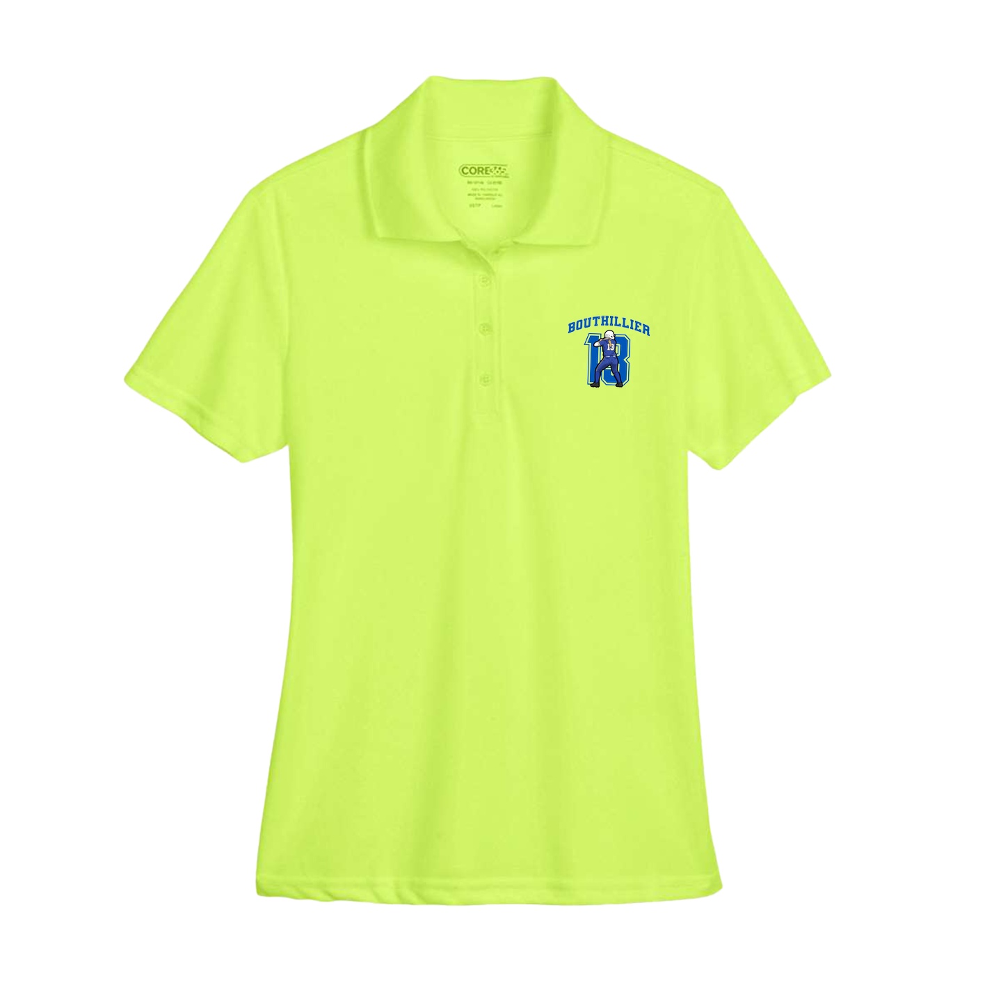 Womens Performance Polo — Number in Yellow