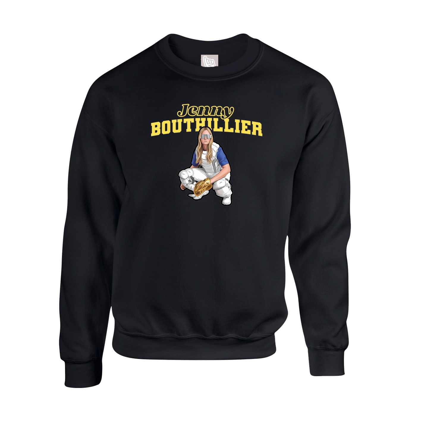 Fleece Crew — Name Arch in Black